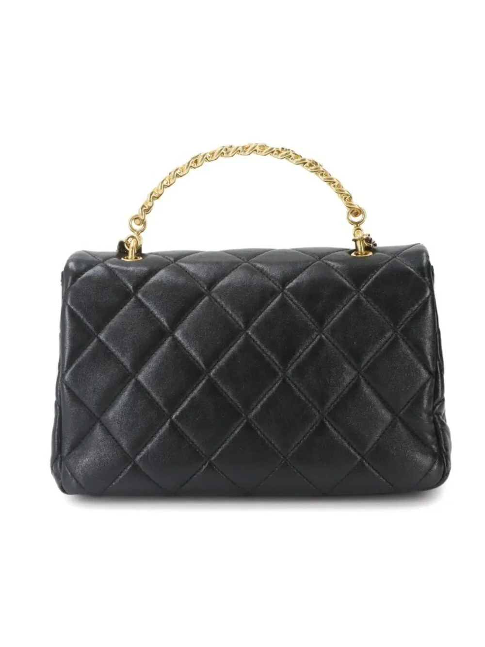 Chanel Quilted 2-Way Bag Leather Black Gold Bag